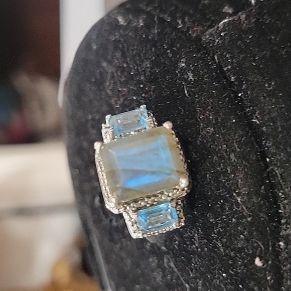 925 Labrodite and blue topaz ring - Picture 10 of 10